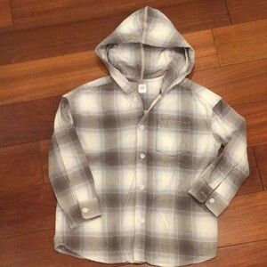 Kids Plaid Hooded Shirt - Gray